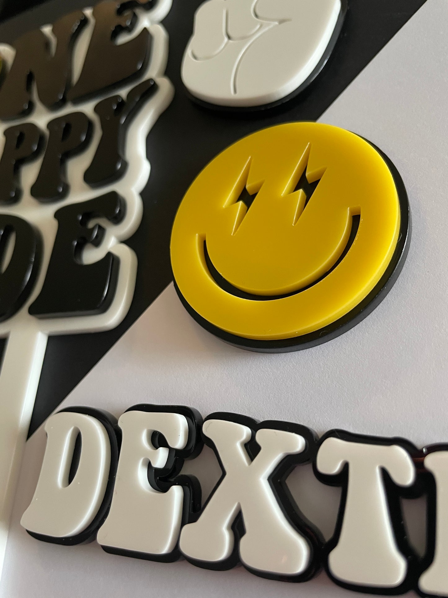 One Happy Dude. Lightning Eyes.  | Acrylic cake topper set.