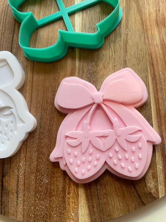 Strawberries With A Bow | Debosser / Embosser And Cutter Set.