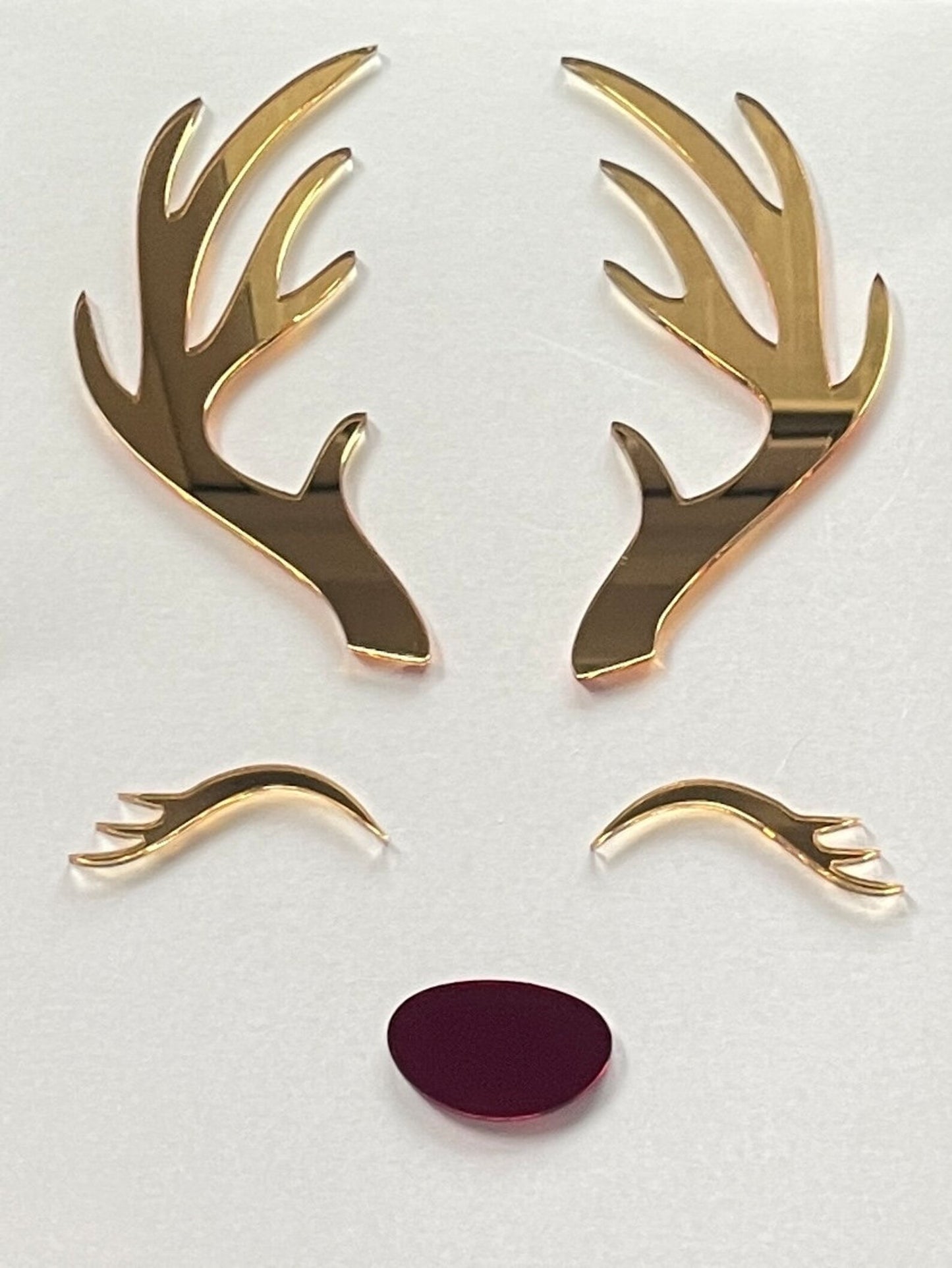 Acrylic Reindeer Cake Topper Set | Gold And Red