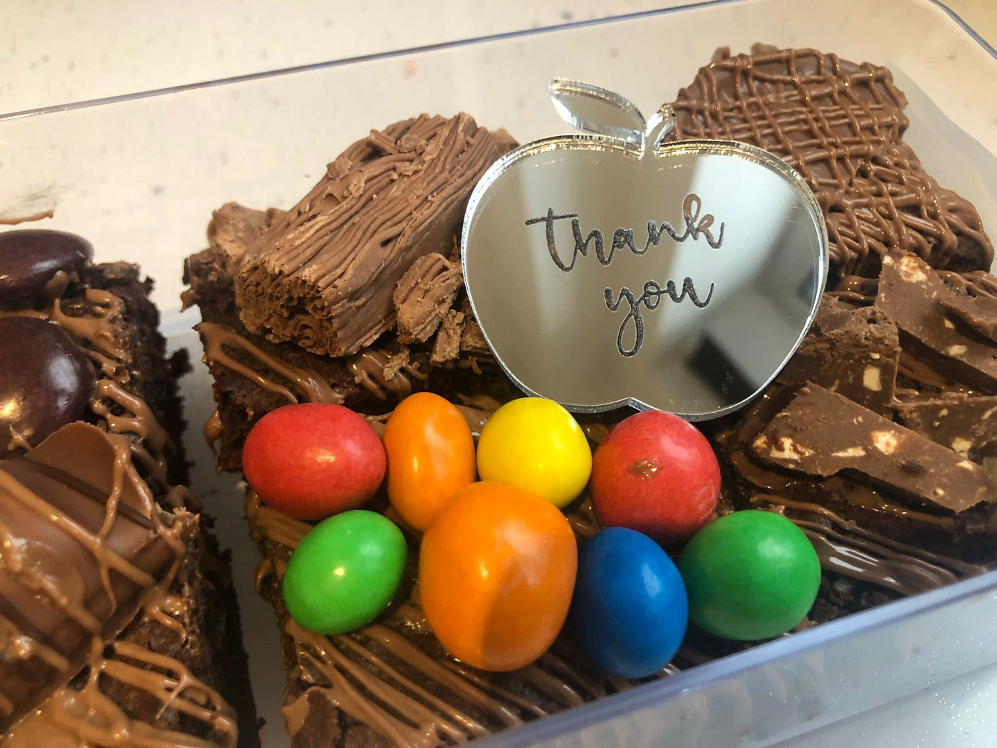 Thank you teacher cupcake toppers. Acrylic apple. Wood apple.