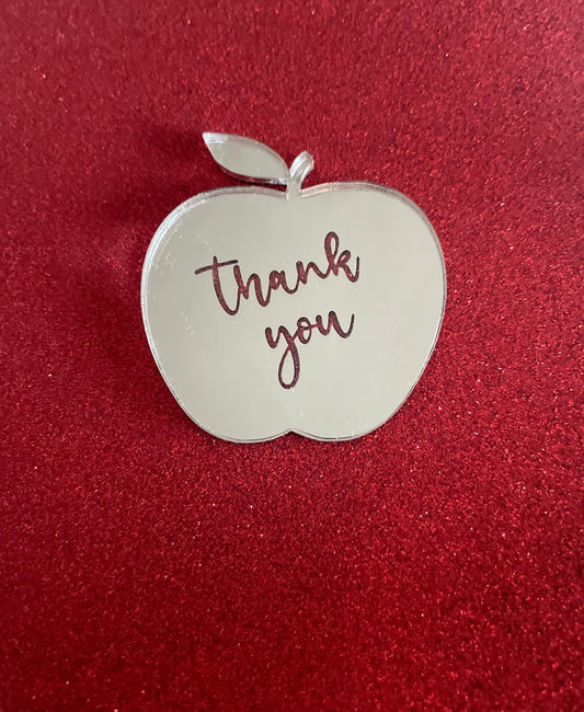 Thank you teacher cupcake toppers. Acrylic apple. Wood apple.