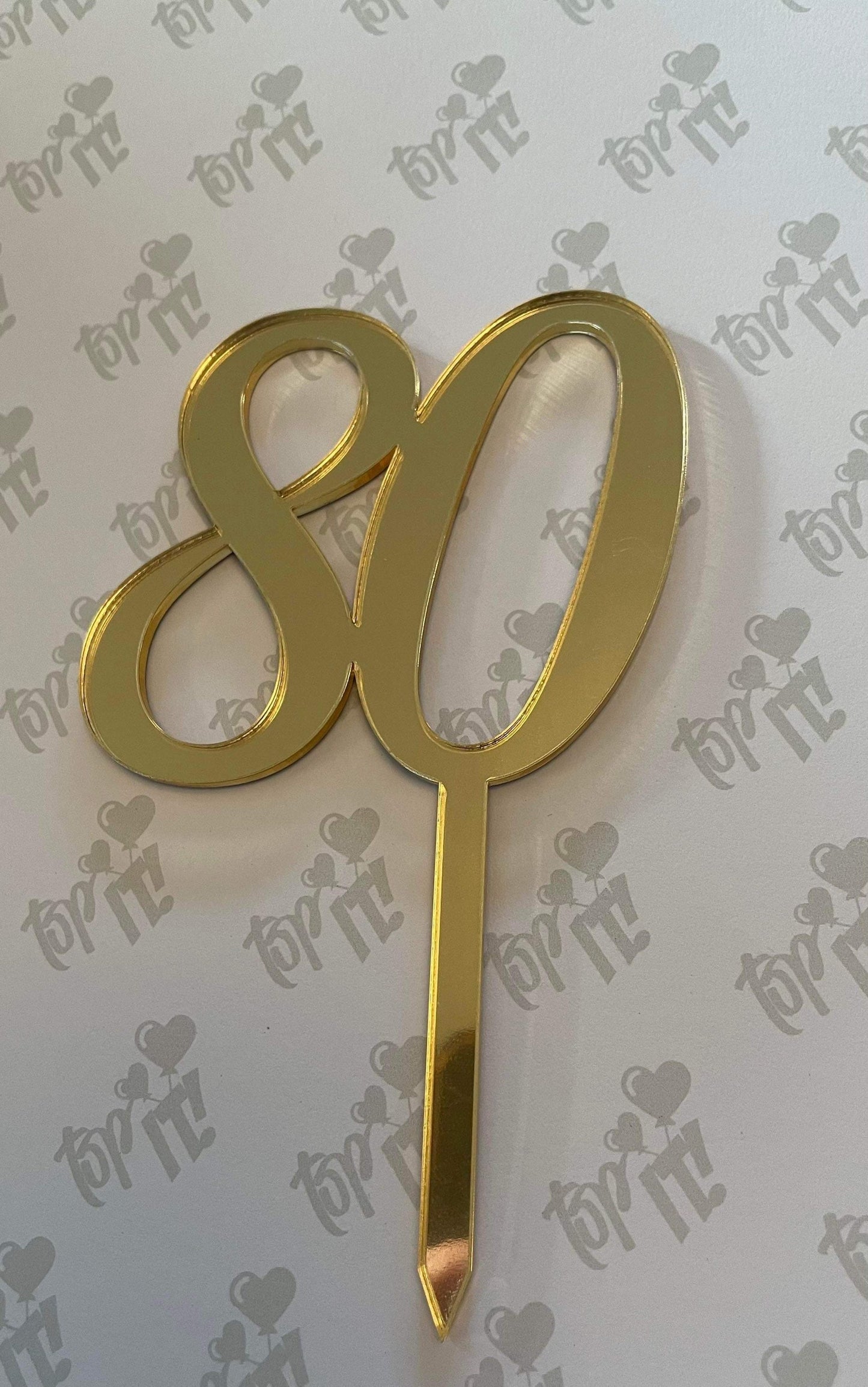 Gold Acrylic number topper. Gold number topper with spike. More colours available . Available as a number charm. 50th 60th 80th 21 30th