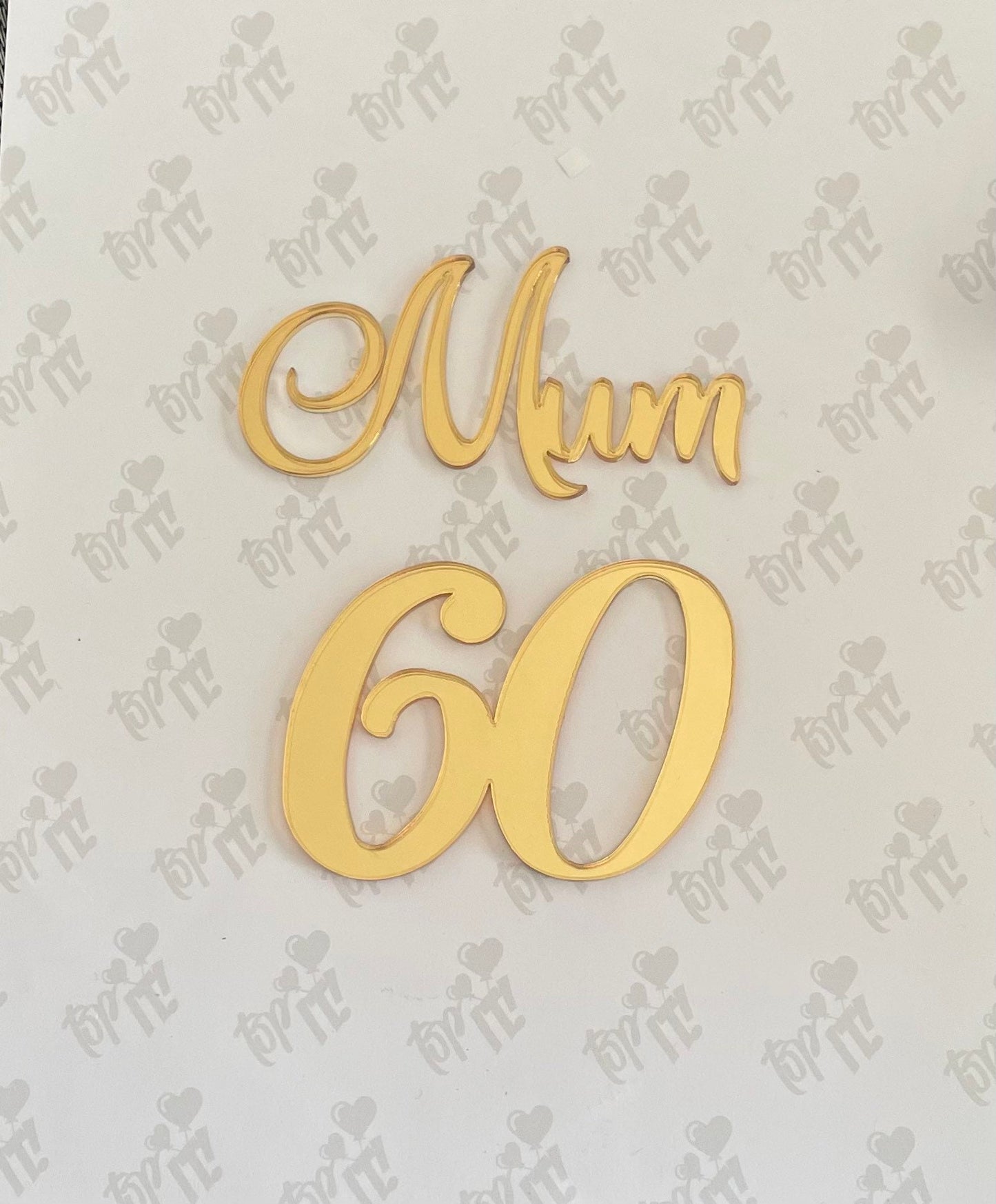 Gold Acrylic Mum charm. Dad charm. Age charm. Number charm set. Available in more colours. Cake sheet charm