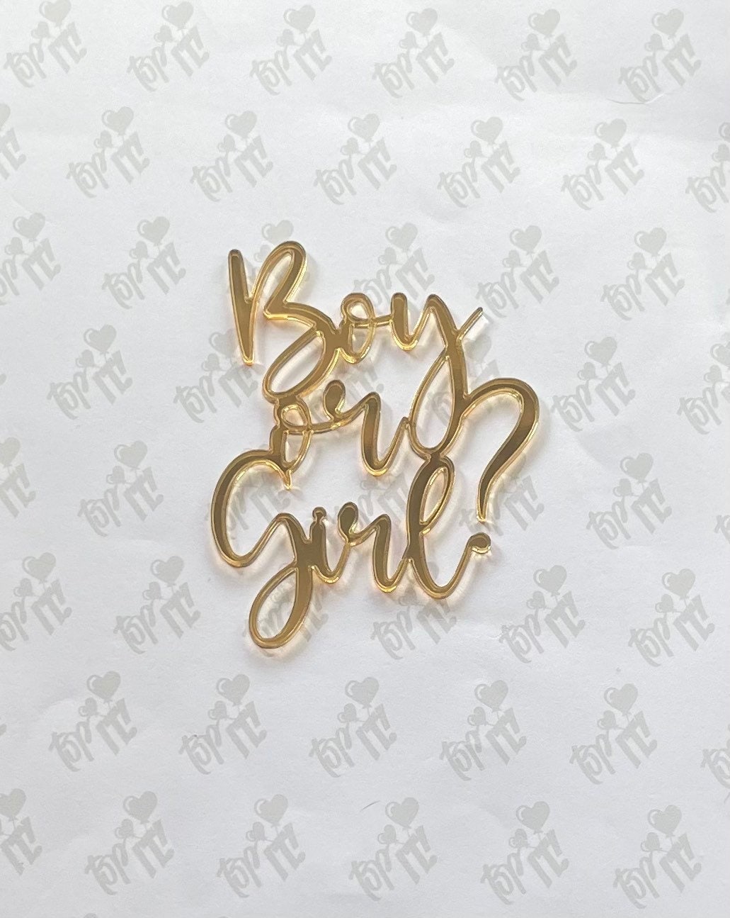 Boy or girl acrylic cake charm. Mirror gold acrylic. Silver mirror acrylic. More colours available.