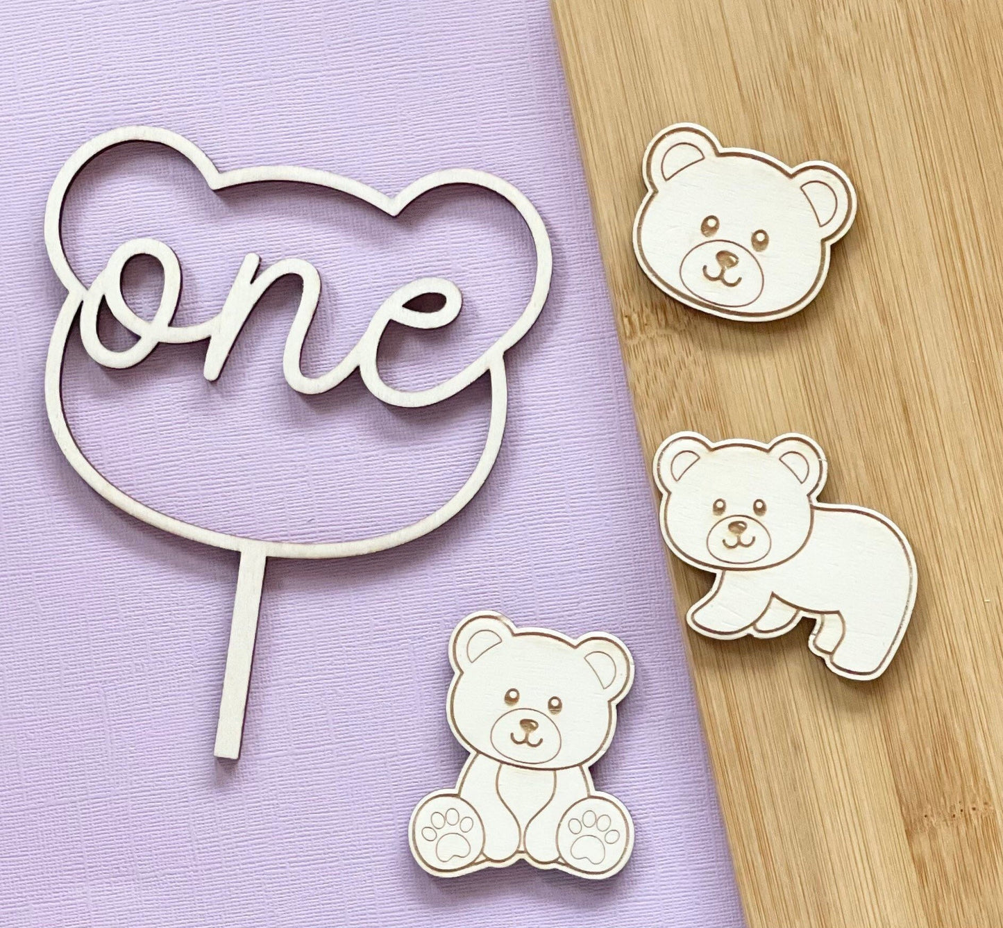 One Bear cake topper. First birthday topper. Wooden bears and topper set. First birthday . Bear themed party.