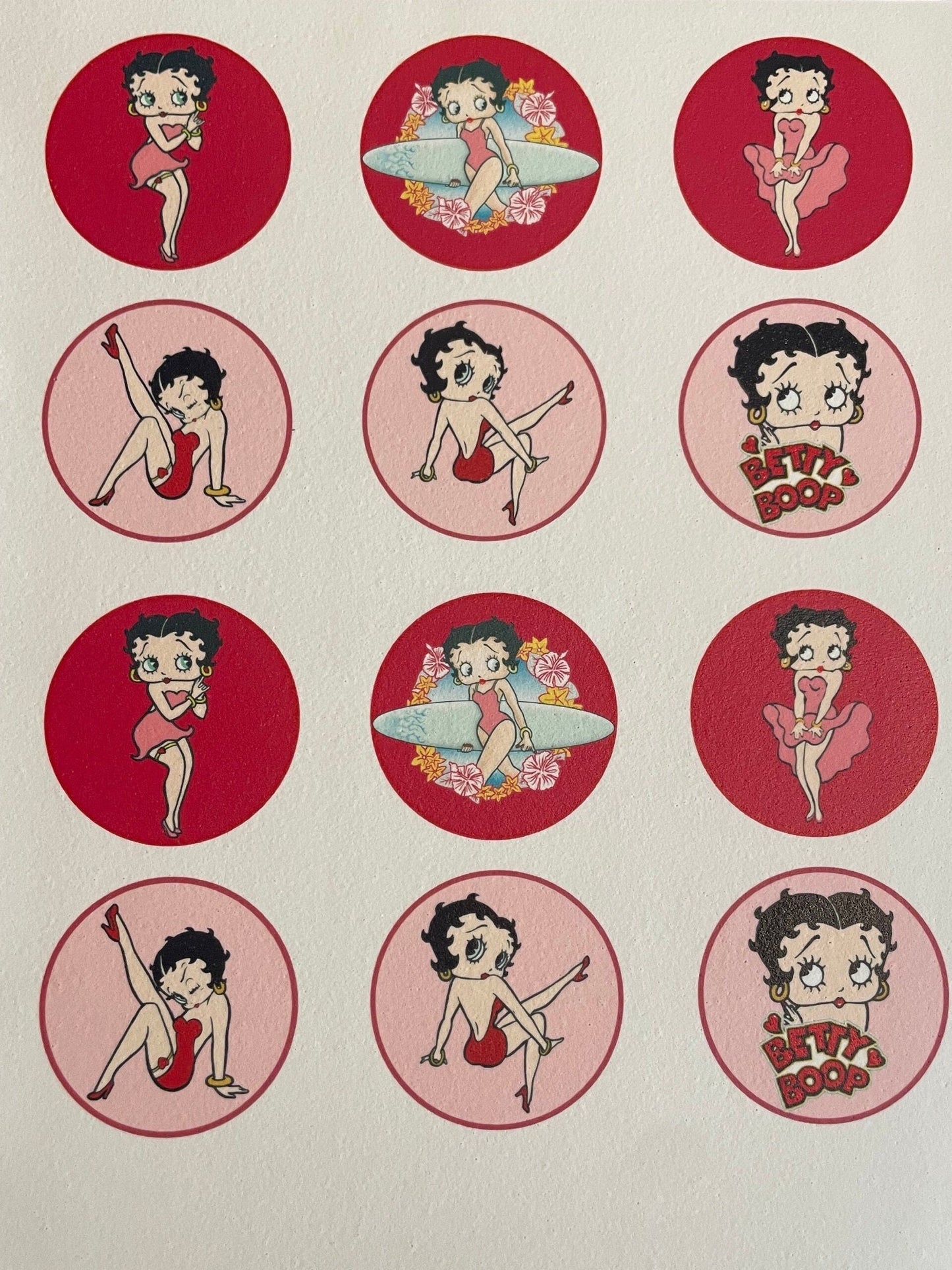 Betty Boop cupcake toppers. edible icing cupcake toppers