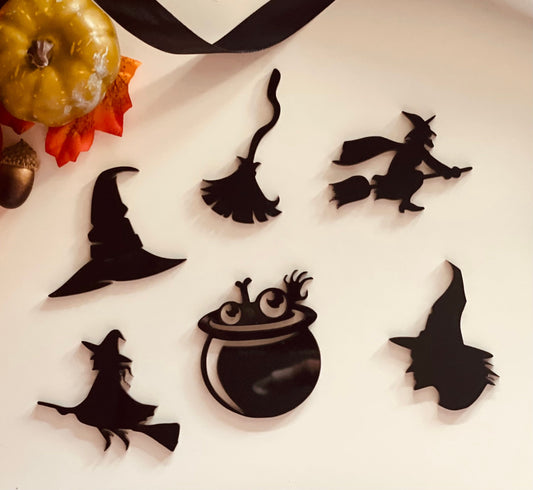 Witch charms. Halloween cupcakes charms. Acrylic toppers for cupcakes crafts  and decoration.