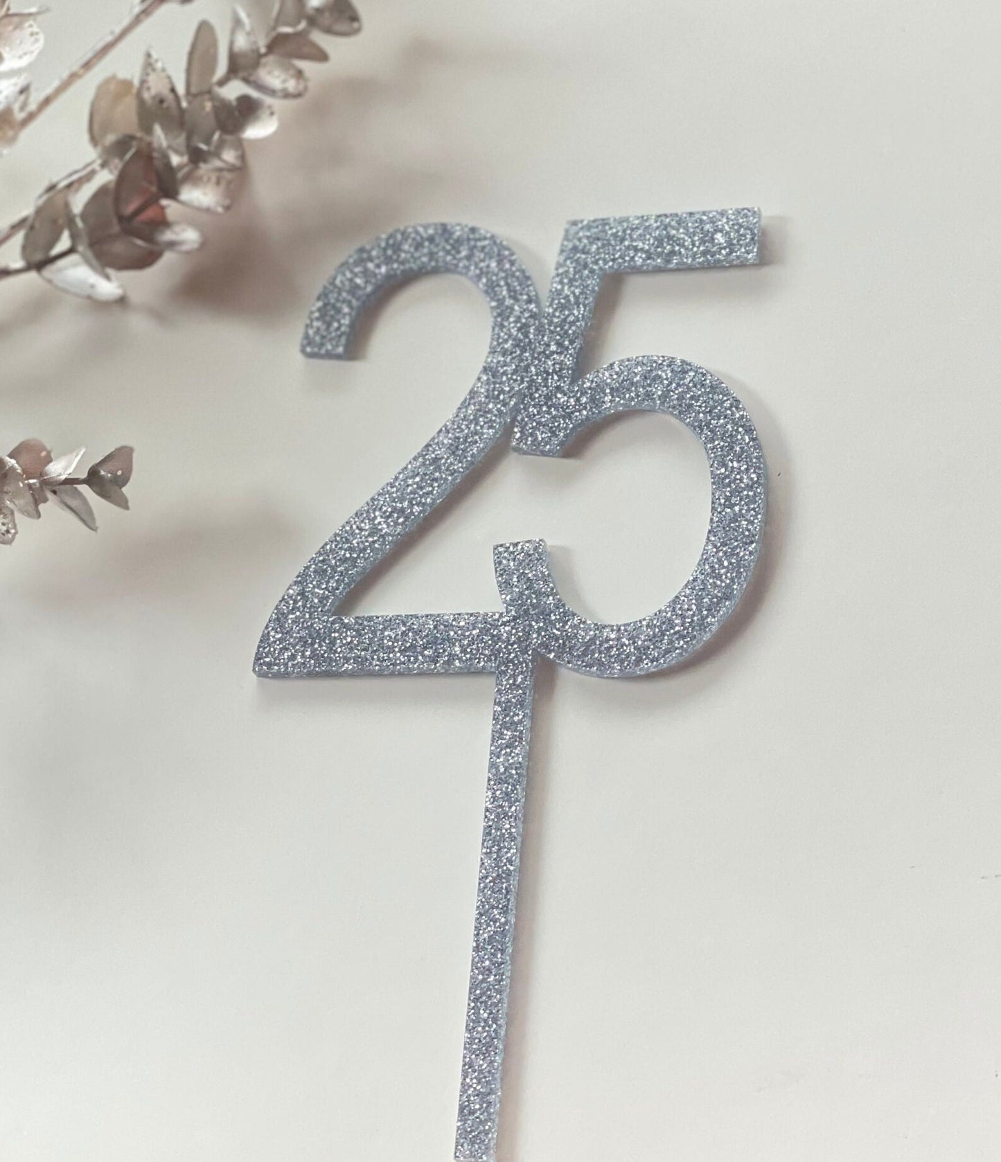 25 number topper. Silver acrylic. Silver anniversary cake topper.