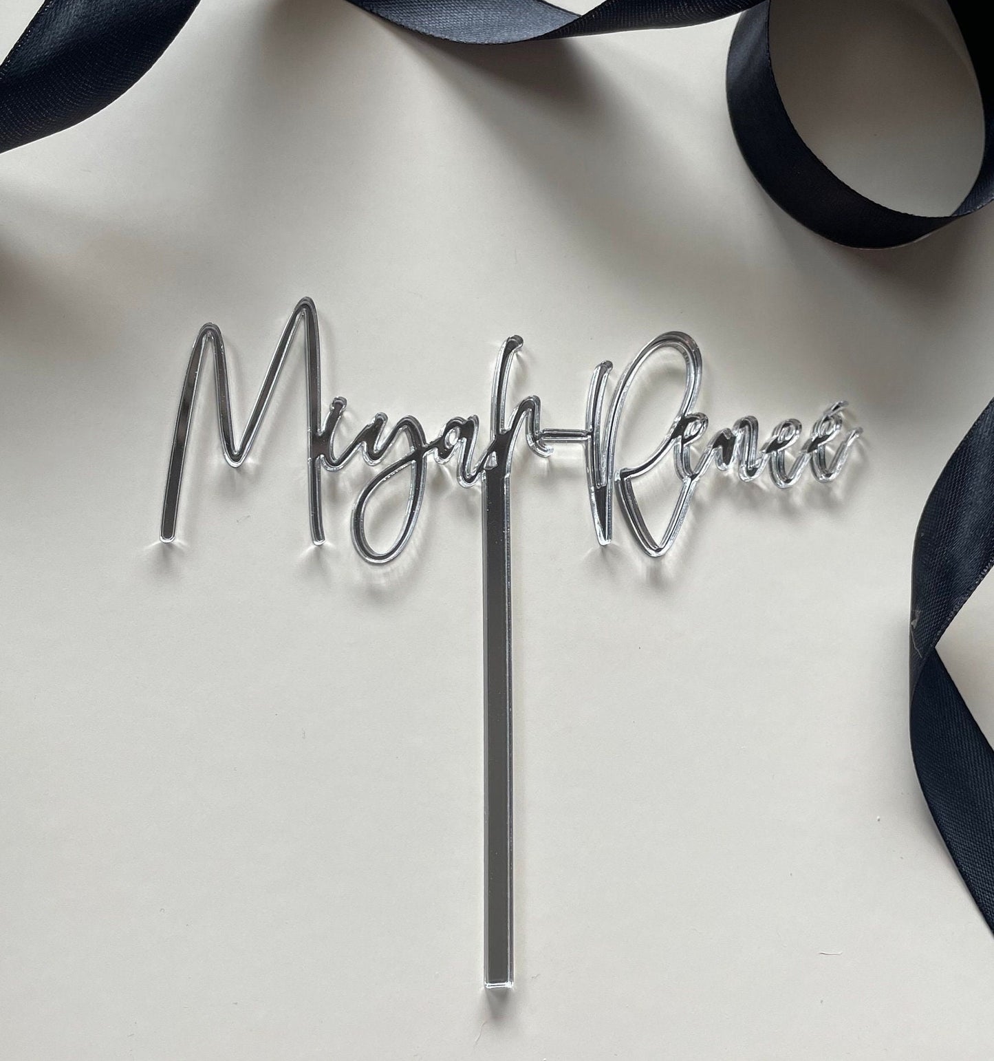 Acrylic Christening and cross name topper set