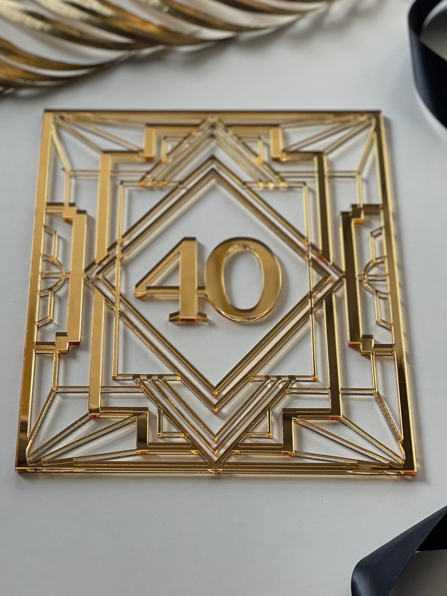 Geometric Art deco panel/charm. Acrylic gold. Gatsby.