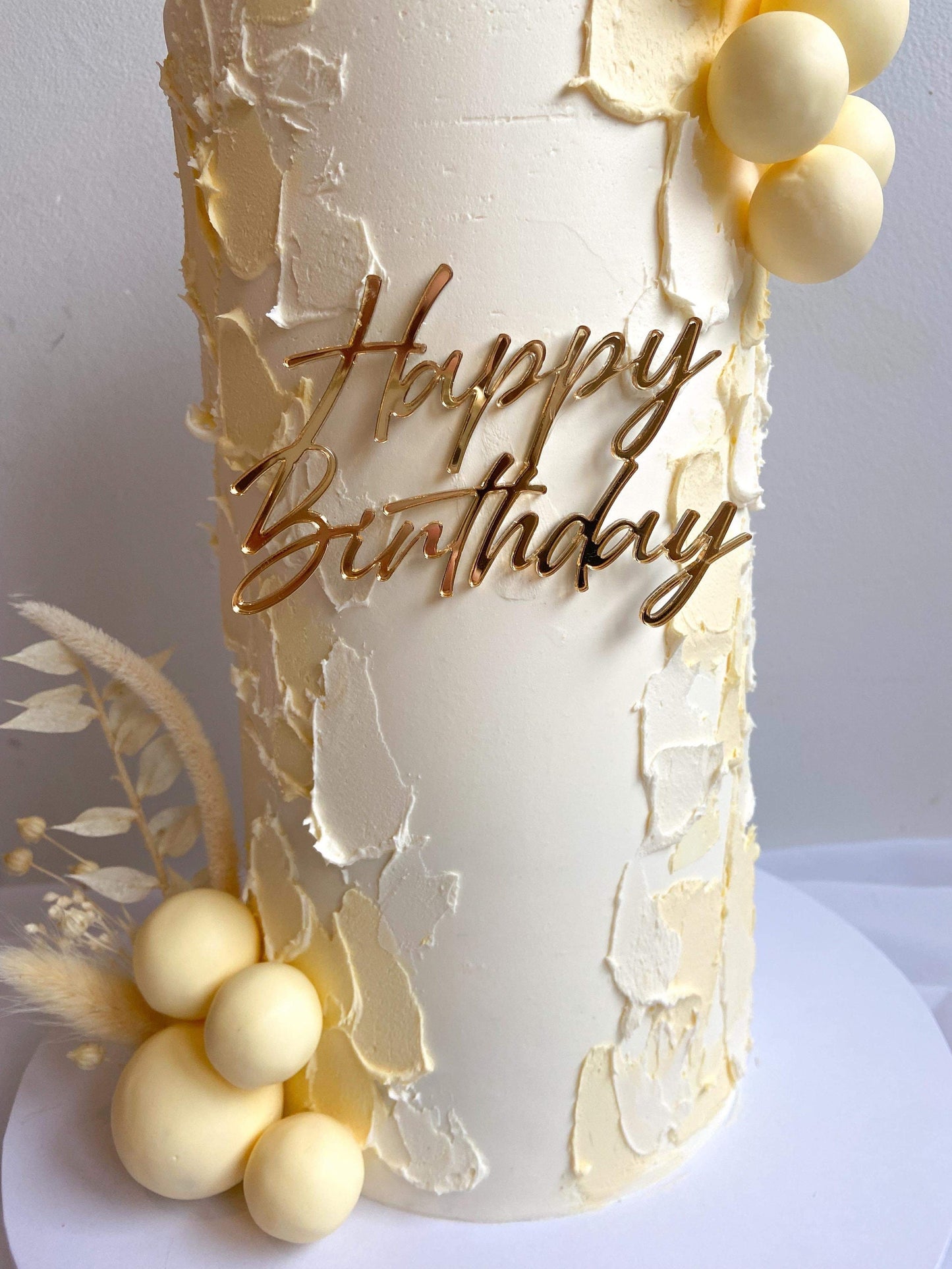 gold mirror classy font happy birthday acrylic cake charm topper