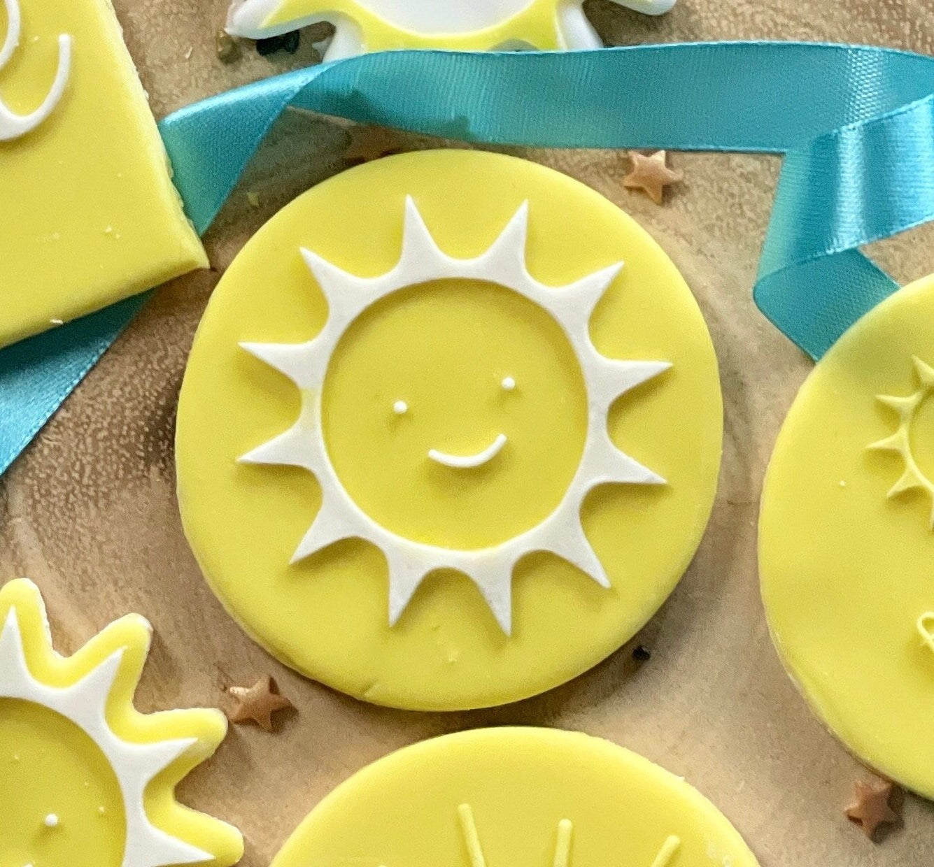 Sun smiling debosser.First trip around the sun. Holiday themed cookie debosser.